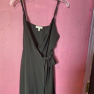 A black wrap dress